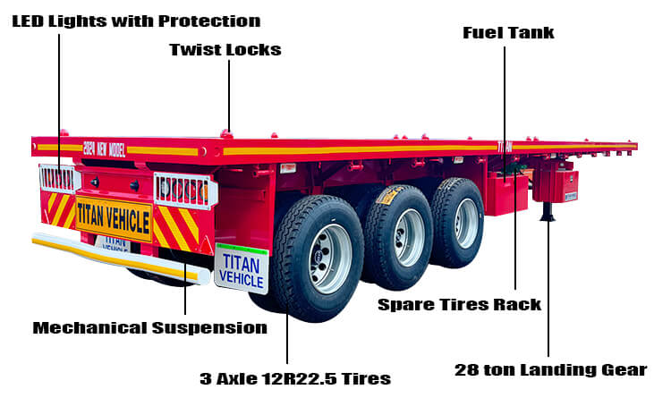 3 Axle 40 Ft Flatbed Semi Trailer for Sale in Angola