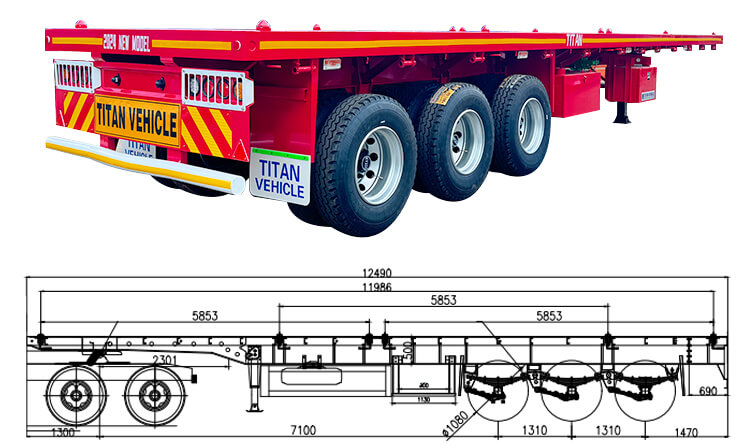 3 Axle 40 Ft Flatbed Semi Trailer for Sale in Angola